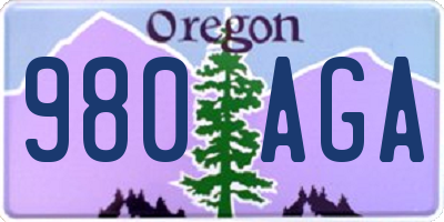 OR license plate 980AGA