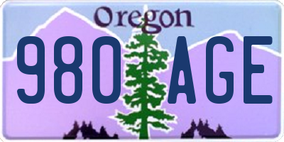 OR license plate 980AGE