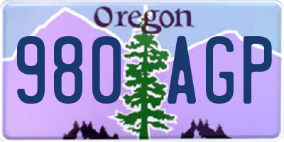 OR license plate 980AGP