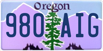 OR license plate 980AIG