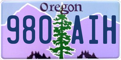 OR license plate 980AIH