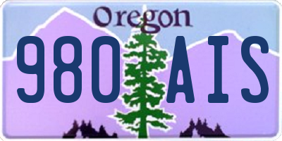 OR license plate 980AIS