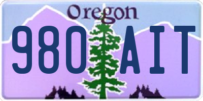 OR license plate 980AIT