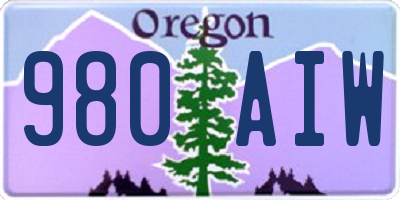 OR license plate 980AIW