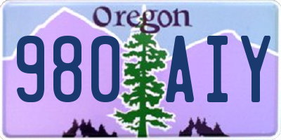 OR license plate 980AIY