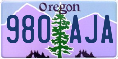OR license plate 980AJA