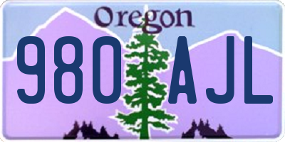 OR license plate 980AJL