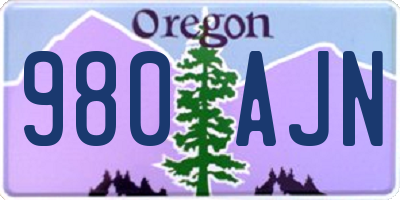 OR license plate 980AJN