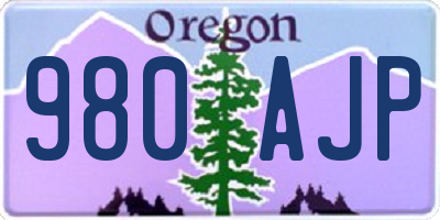 OR license plate 980AJP