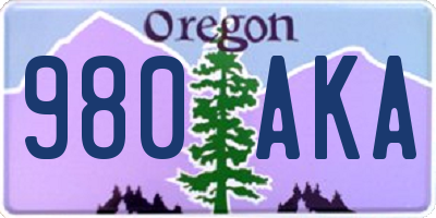 OR license plate 980AKA