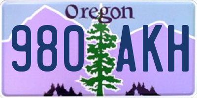 OR license plate 980AKH