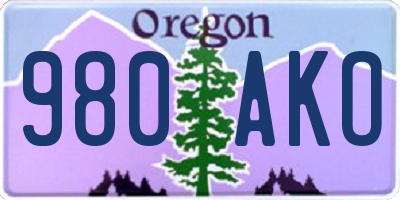 OR license plate 980AKO