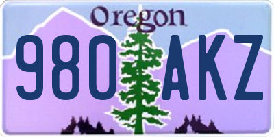 OR license plate 980AKZ