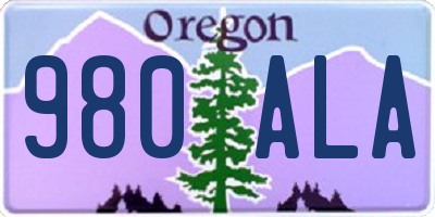 OR license plate 980ALA
