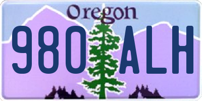 OR license plate 980ALH