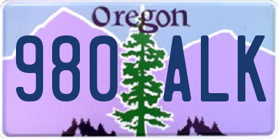 OR license plate 980ALK