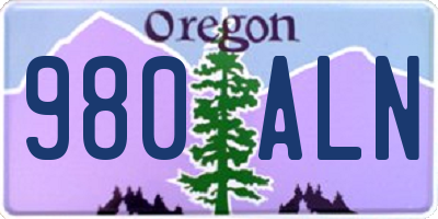 OR license plate 980ALN