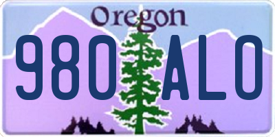 OR license plate 980ALO