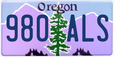 OR license plate 980ALS