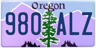 OR license plate 980ALZ