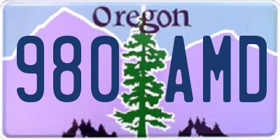 OR license plate 980AMD