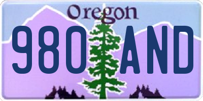 OR license plate 980AND