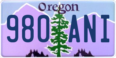OR license plate 980ANI