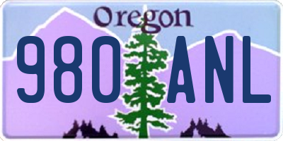 OR license plate 980ANL