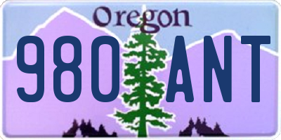 OR license plate 980ANT