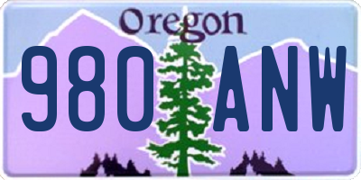 OR license plate 980ANW