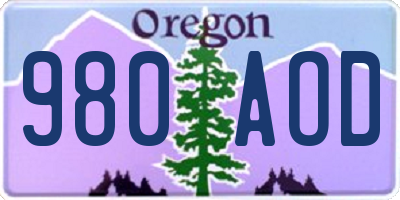 OR license plate 980AOD