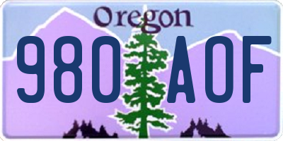 OR license plate 980AOF
