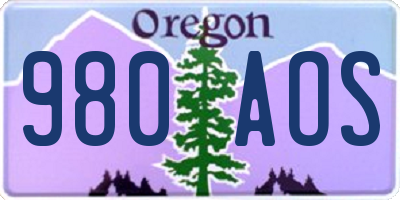 OR license plate 980AOS
