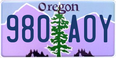 OR license plate 980AOY