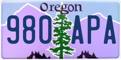 OR license plate 980APA