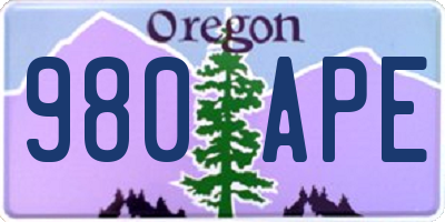 OR license plate 980APE