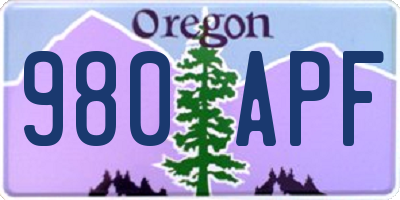 OR license plate 980APF