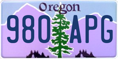 OR license plate 980APG