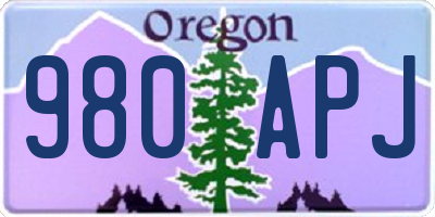 OR license plate 980APJ