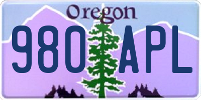 OR license plate 980APL