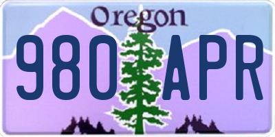OR license plate 980APR