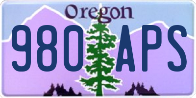 OR license plate 980APS