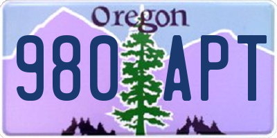 OR license plate 980APT