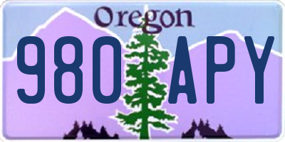 OR license plate 980APY