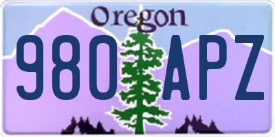 OR license plate 980APZ