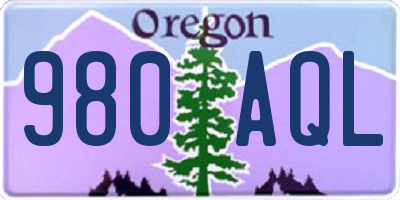 OR license plate 980AQL