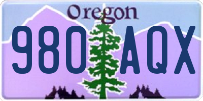 OR license plate 980AQX