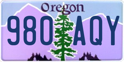 OR license plate 980AQY
