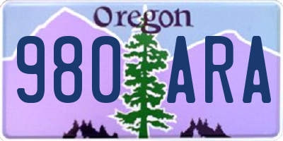 OR license plate 980ARA