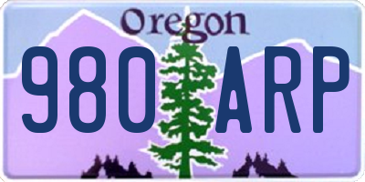 OR license plate 980ARP